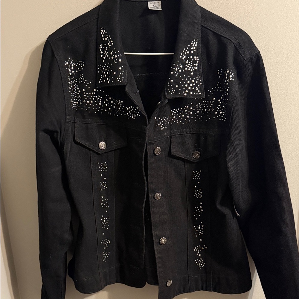 Embellished Black Denim Jacket